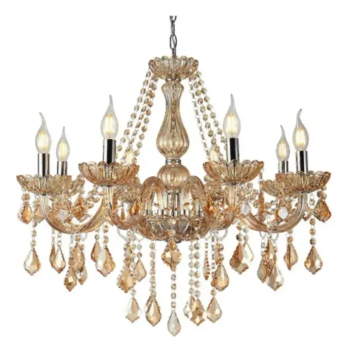 Lustre de Cristal Âmbar 8L. com Corrente Dourada NOVO!