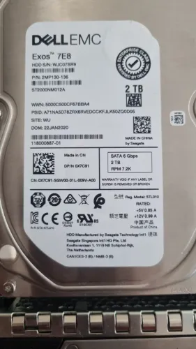 20 hd Dell 2tb sata 6gbps 7.2k Dp/n 0x7c91