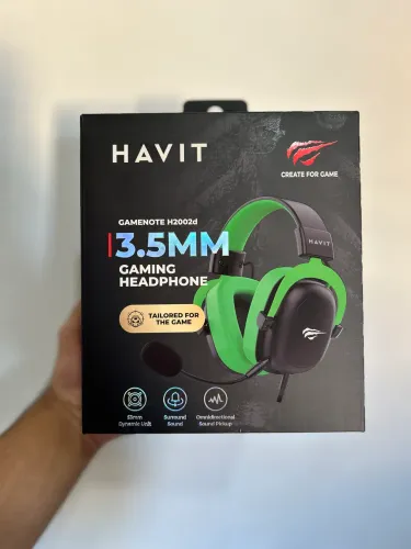 Headset Gamer Havit Gamenote H2002D, Driver 53mm, P3, na cor verde Lacrado!