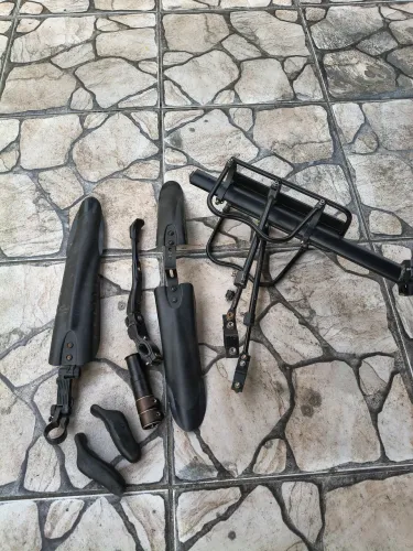 Kit completo para bike estilo RJ: alongador,bagageiro,para lamas,descanso e chifrinho