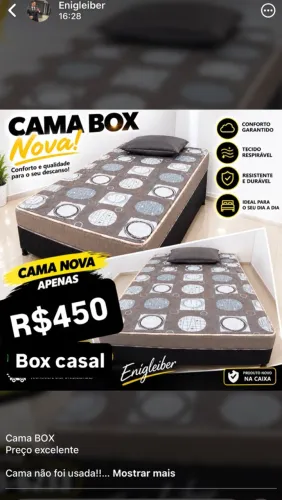 Cama box casal acoplada nova sem uso
