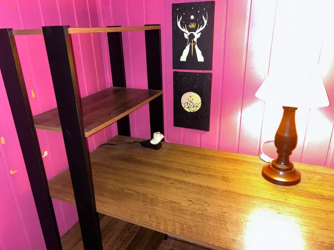 Mesa de Escritório/Home Office com Estante Lateral - Estilo Industrial