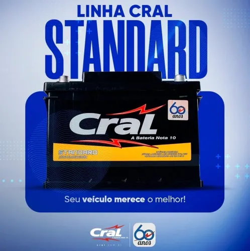 Bateria para carro 60Ah Cral standard, blindada com garantia