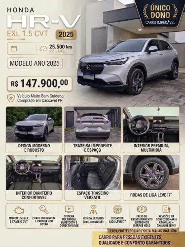 Honda HR-V EXL 1.5 Sensing 16V 5P Aut. 2025