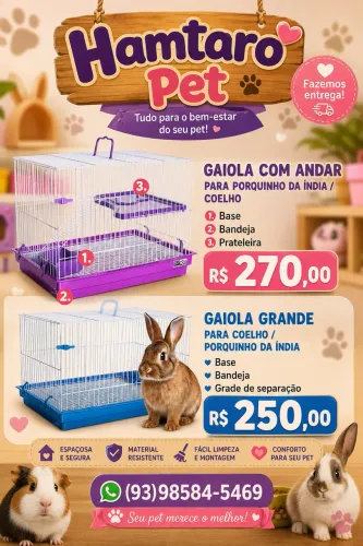 Gaiola para porquinho da índia e coelho