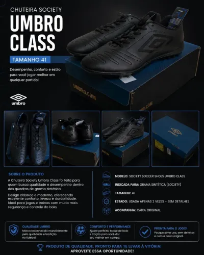 Chuteira society umbro class - tamanho 41