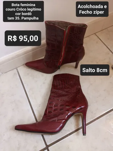 Botas couro legítimo feminina 35 e 36
