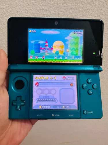 Videogame Nintendo 3DS Acqua Blue Destravado + 200 Jogos instalados + Carregador