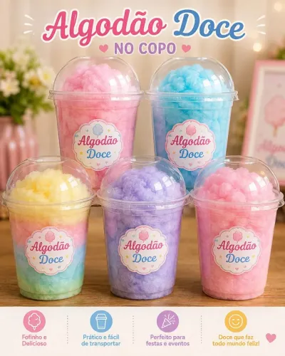 Algodão doce e maçã do amor 