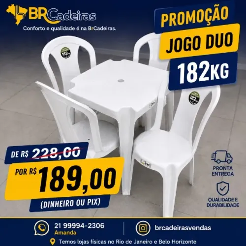 JOGO DE MESA C/ CADEIRAS PLÁSTICO 182KG