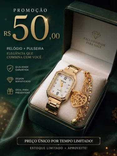 Relógio Doluck Dourado + Pulseira