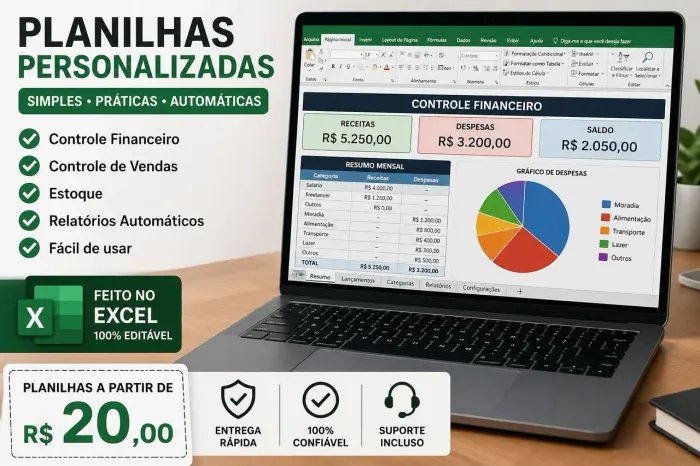 Planilha Financeira Simples no Excel - Organize Seu Dinheiro Hoje (R$20)