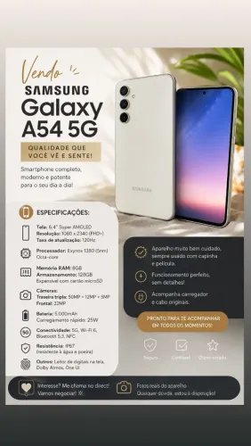 Samsung Galaxy A54 5G 128GB | 8GB RAM | Branco | Excelente Estado