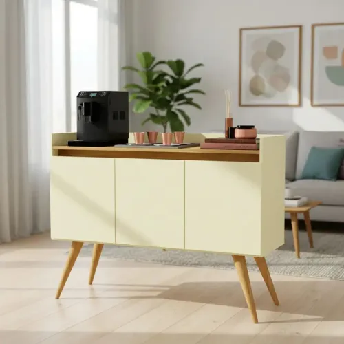 Aparador Buffet 3 Portas Pés Palito Retrô - Novo na Caixa
