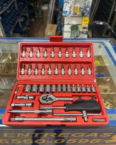 Últimas: Kit Ferramentas 46 Peças em Aço Cromo Vanádio
