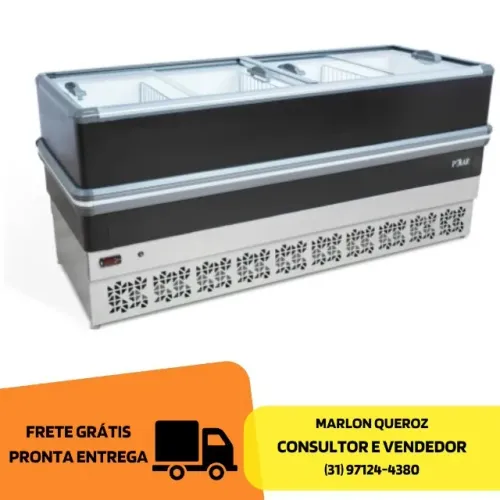 Ilha de Congelados 2 Metros Vidro Reto Polar