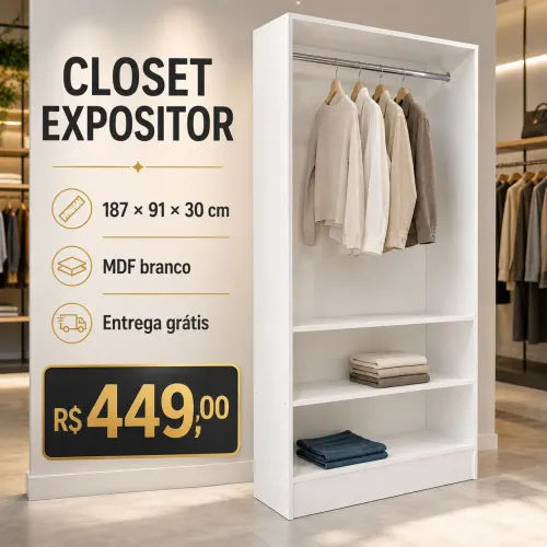 CLOSET CM CABIDEIRO MDF NOVO 