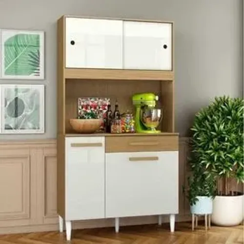 Armário de Cozinha 910 Completa Compacta 4 Portas 1 Gaveta - Oferta!