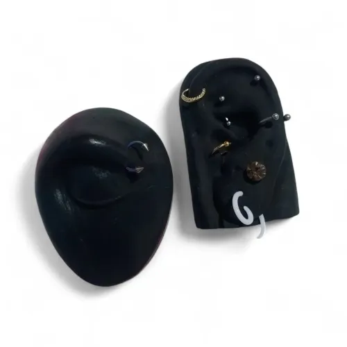Kit Orelhas e Sobrancelha de Silicone para Treino de Piercing Profissional