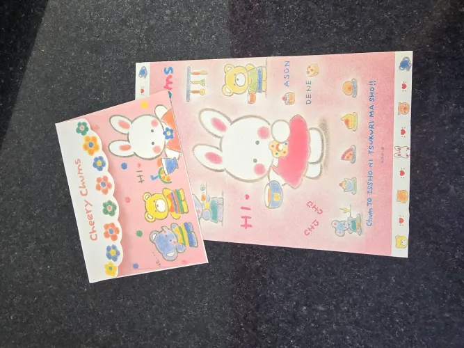 Lote Papel De Carta Antigo Sanrio Original Cheery Chums Marron Cream