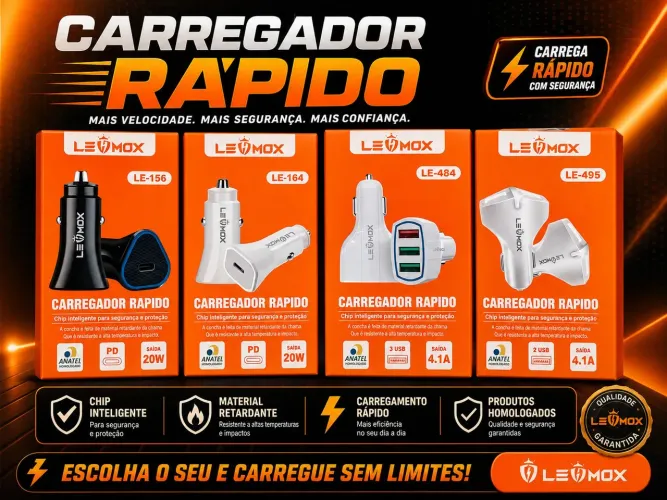 "Carregamento turbo no seu carro? Temos! Carregadores veiculares Lehmox !"