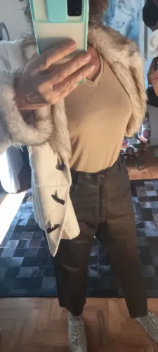 Calça em couro legítmo marrom G/GG