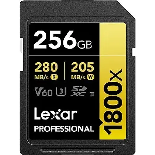 Cartão de Memória SD LEXAR PROFISSIONAL 1800x 256 GB V60 UHS-II (280MB/s)