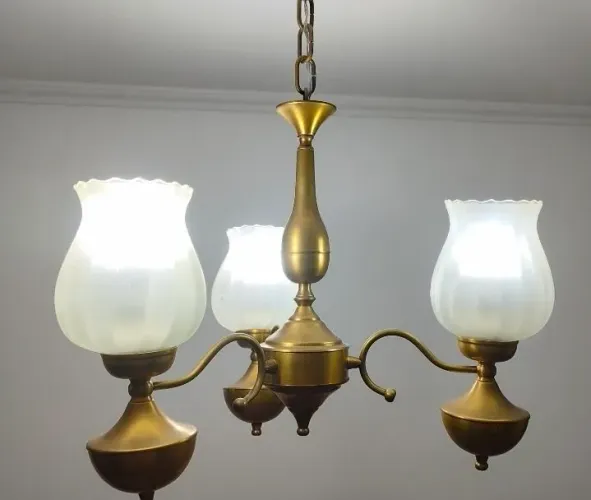 Lustre pendente tulipas bronze 3 pontos de luz