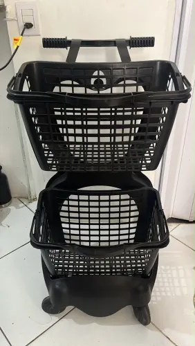 Carrinho de supermercado duplo siris 25 litros preto- Siris