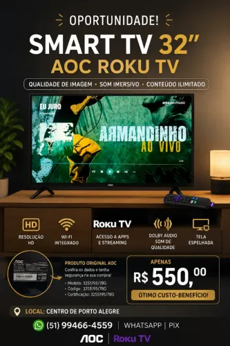 Smart TV AOC 32 polegadas Roku TV