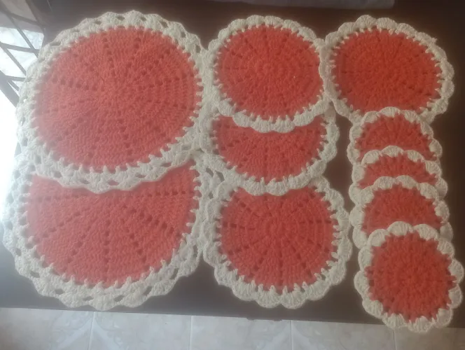 Conjunto sousplat crochê 10 peças 