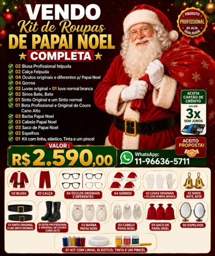 Vendo Kit de Roupas de Papai e Mamãe Noel