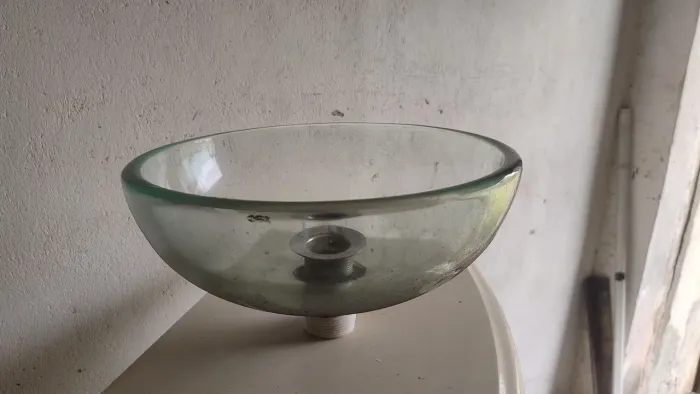 Pia de vidro transparente para banheiro 