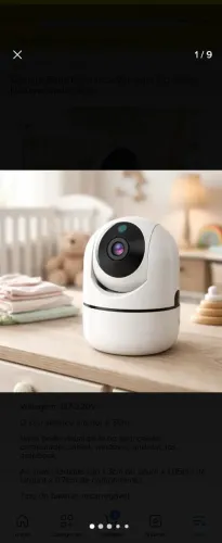 Câmera Baba Eletrônica Wifi Sem Fio Visão Noturna Áudio 360° 127/220v Branco