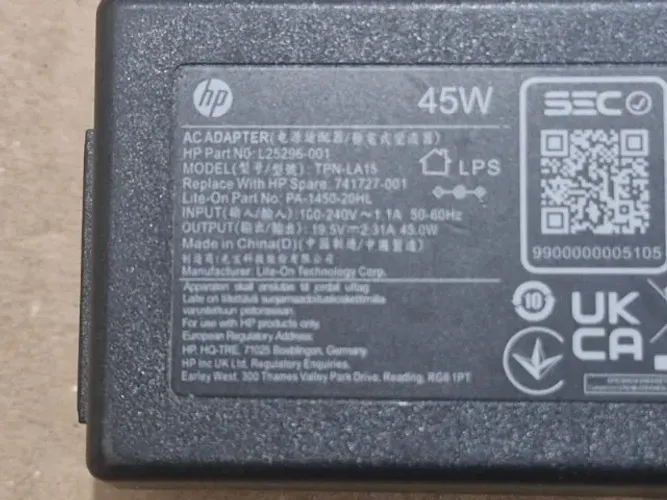 Fonte Carregador HP TPN-LA15 45W Usada