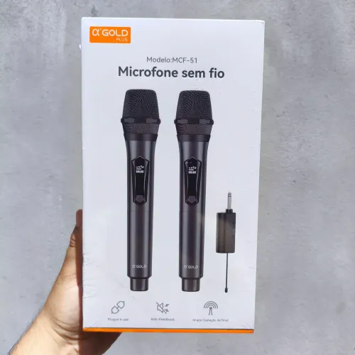Microfone duplo sem fio Novo