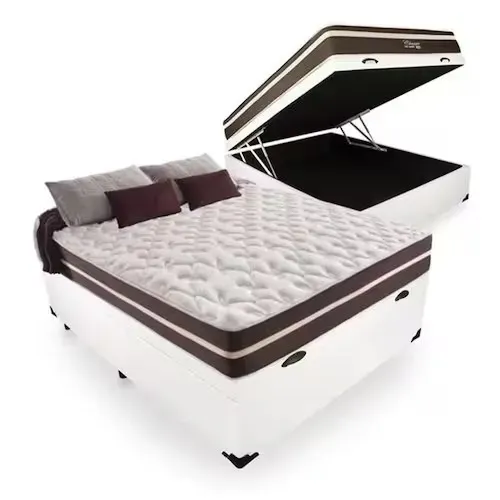 Cama Box Com Baú Casal + Colchão De Molas - Comfort Prime - Classic Superlastic 138cm - Br