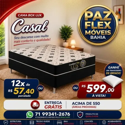 Cama Box Casal Lux Confort Flex Promoção + Travesseiro Brinde