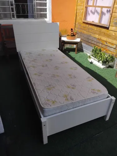 Cama solteiro MDF + colchão Castor D28 (Entrego)