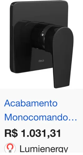Acabamento de chuveiro Black Noit Soul
