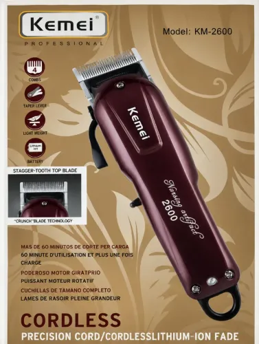 Máquina de cabelo Profissional Kemei KM-2600 Sem Fio - Excelente Estado ?