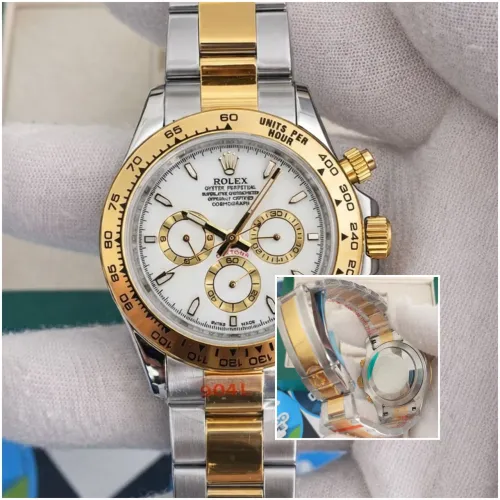 RELÓGIO DAYTONA COR MISTA DOURADO E FUNDO BRANCO 