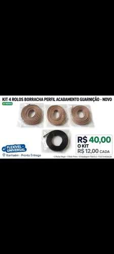Kit 4 rolos borracha perfil acabamento