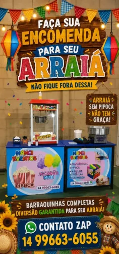 Locação barraca pipoca algodão doce