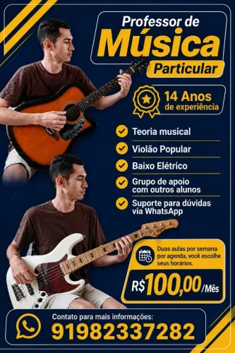 Professor de música particular - Violão e Baixo