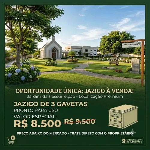 Jazigo 3 gavetas no Jardim da Ressurreição