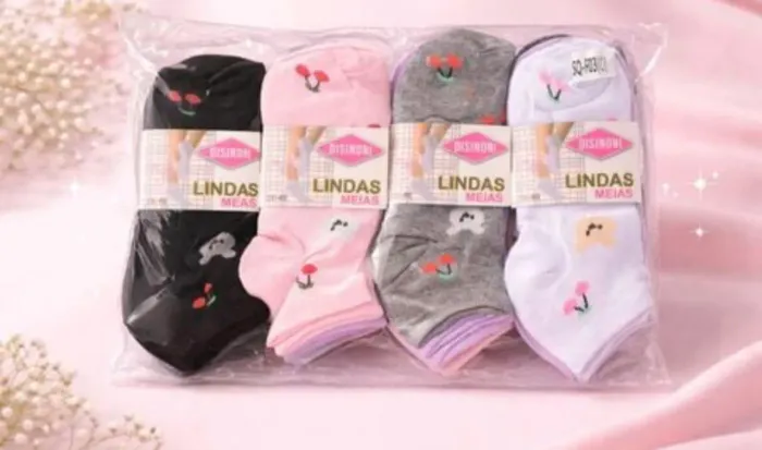 Pacote de meia com 12 pares femenina fofas de ursinhos
