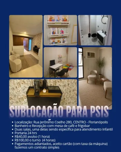 Sublocação de sala para psicólogos