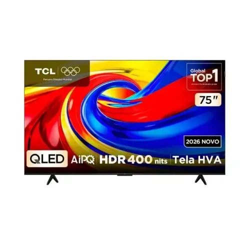 Smart TV 75" TCL QLED 4K Wi-Fi Google TV Comando de Voz 75P7L