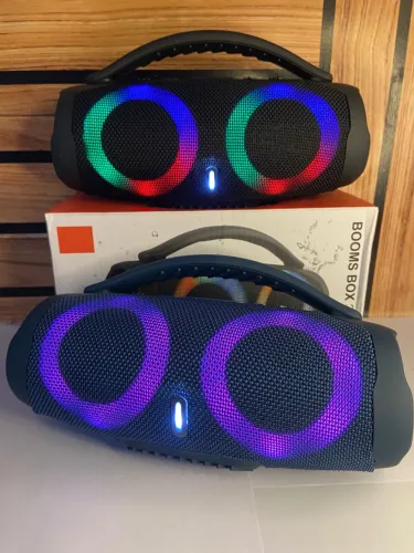 Caixa de som bluetooth booms box 3 mini duplo led varias cores am17